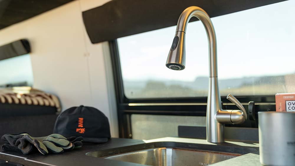 The Outside Van Tails's sink and spray faucet