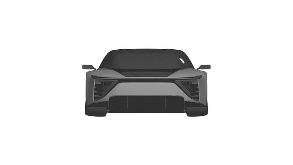 A back view of the possible production version of the Toyota GR GT3