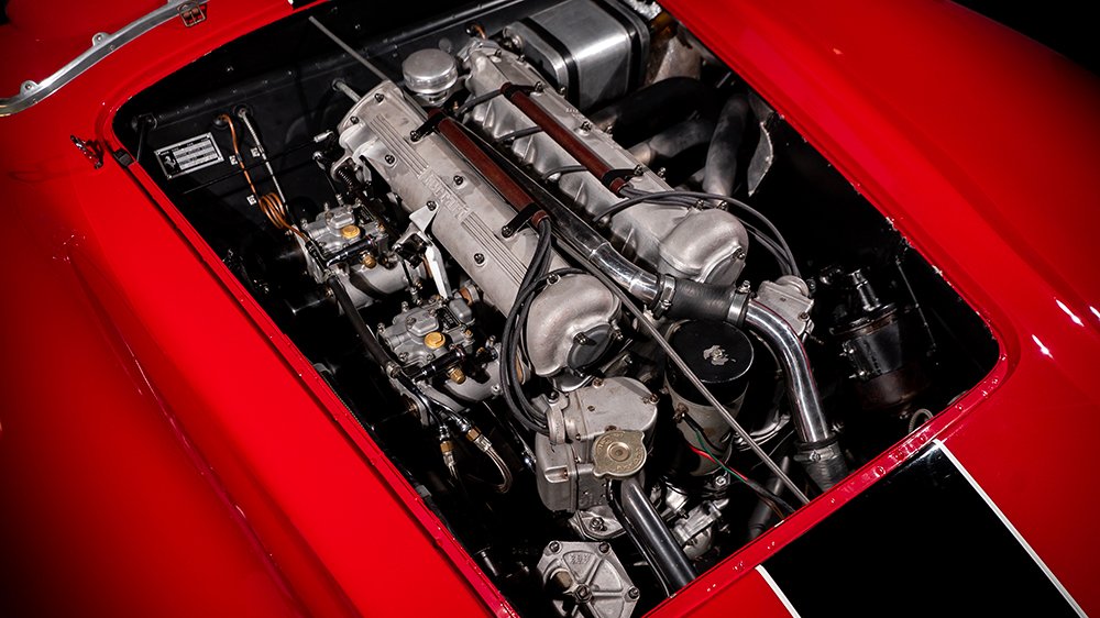 The 1957 Ferrari 500 TRC Spider by Scaglietti's inline-four engine