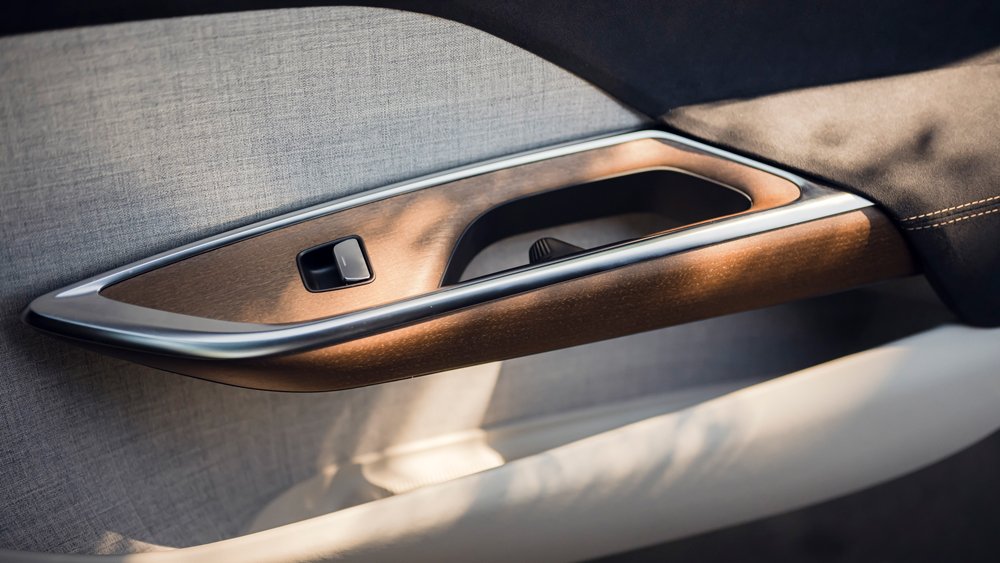 A detail of the material used in the cabin of Lucid's all-electric Air Grand Touring Performance Sedan.