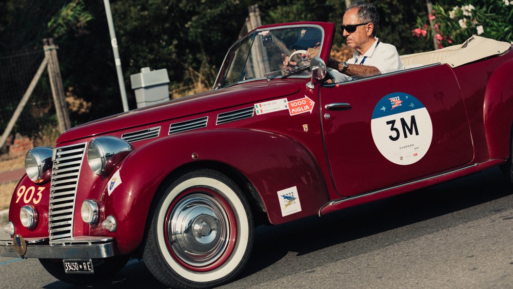 A 1944 Fiat 1100 Derby by Bertone at the 2022 Mille Miglia Storica.
