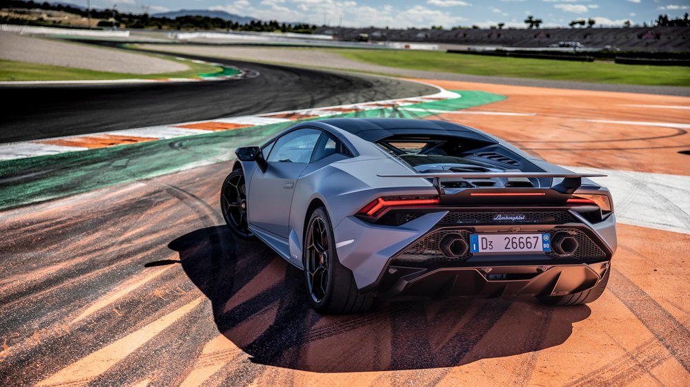 The Lamborghini Huracàn Tecnica at Circuit Ricardo Tormo in Valencia, Spain.