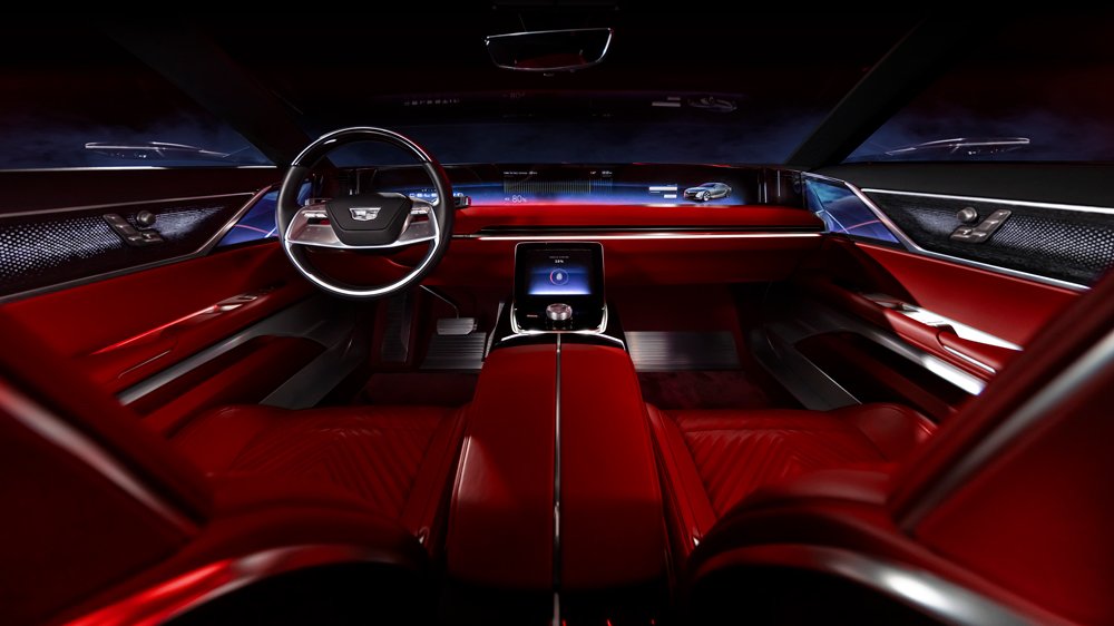 The interior of the all-electric Cadillac Celestiq concept.