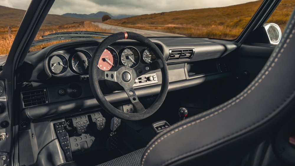 The interior of a 993R, a restomod Porsche 911 from Paul Stephens.