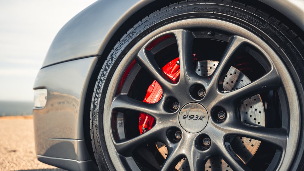 A detail of the wheels on the 993R, a restomod Porsche 911 from Paul Stephens.