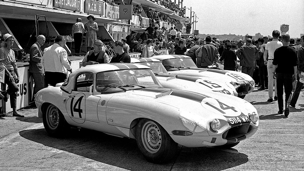 Briggs Cunningham's 1963 Jaguar E-Type Lightweight race cars in period.