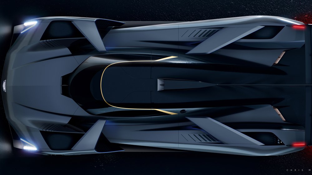 An overhead view of the Cadillac Project GTP Hypercar.