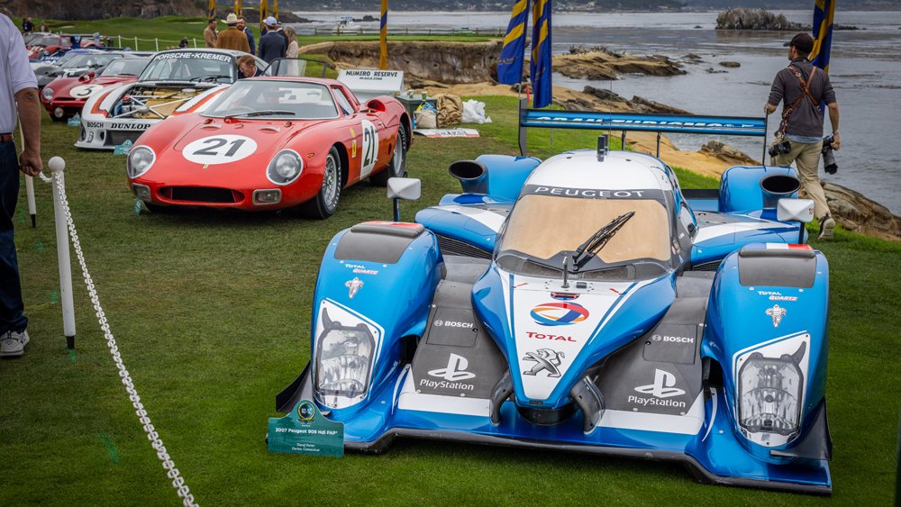 Le Mans race cars on the show lawn at the 2022 Pebble Beach Concours d'Elegance.