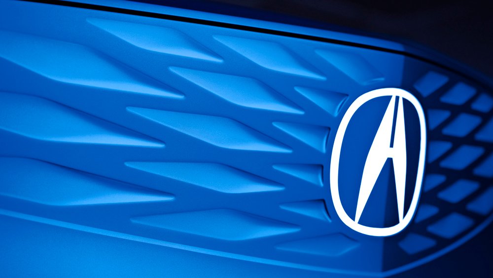 A closeup of the front grille of the Acura Precision EV Concept.