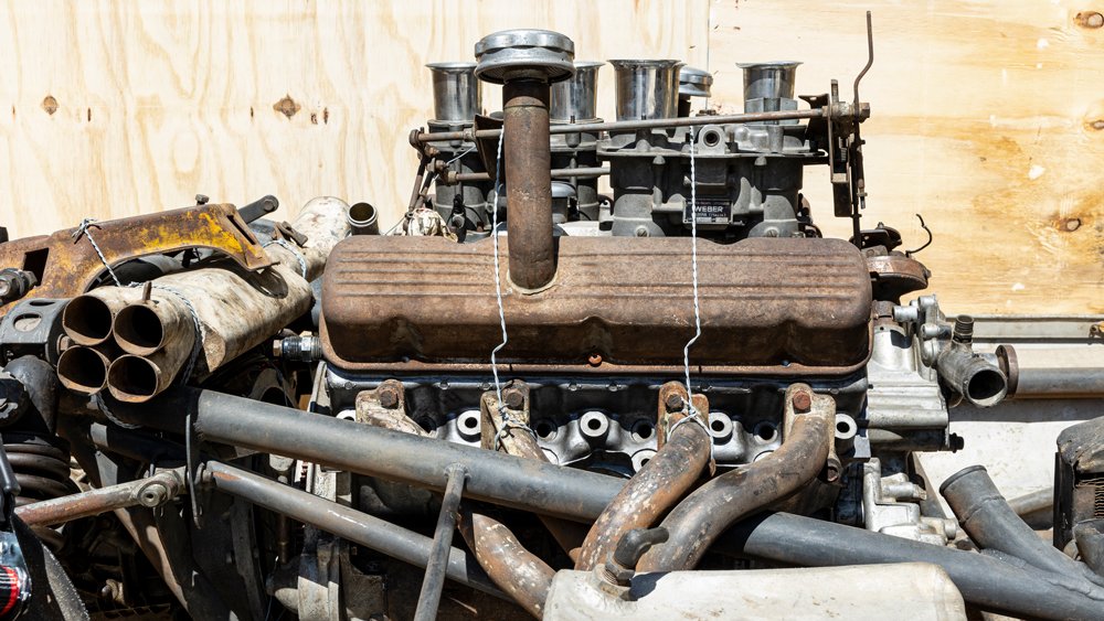 The 3.9-liter Olds V-8 belonging to the 1964 Cooper-Zerex-Oldsmobile that was once owned and raced by Bruce McLaren.