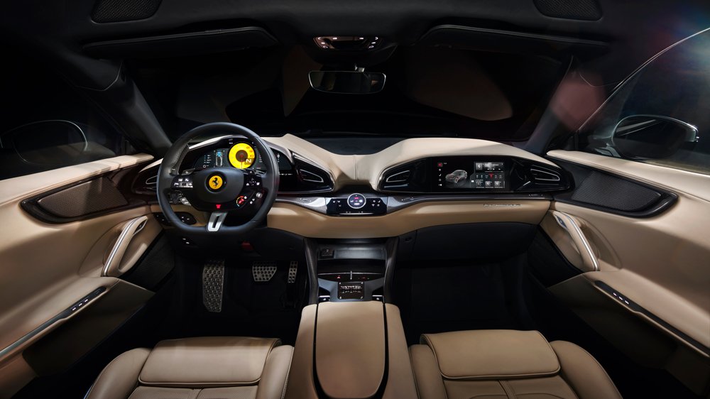 The interior of the Ferrari Purosangue, the marque's first four-door model.