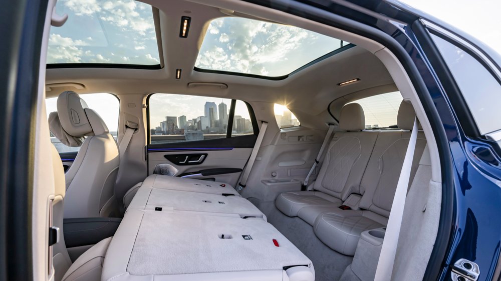 The interior of the Mercedes-Benz EQS SUV.