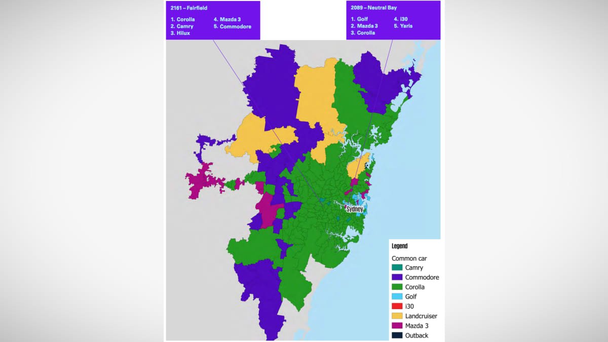 Chances are you drive a Commodore, Corolla, or LandCruiser, according to these maps-0