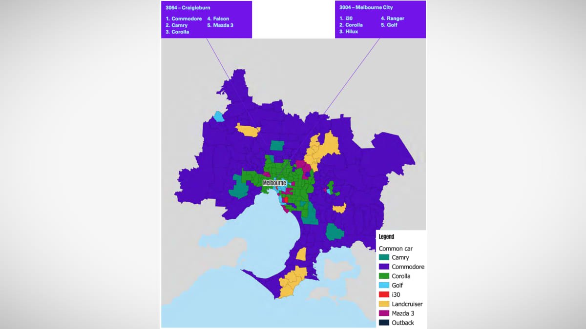 Chances are you drive a Commodore, Corolla, or LandCruiser, according to these maps-0