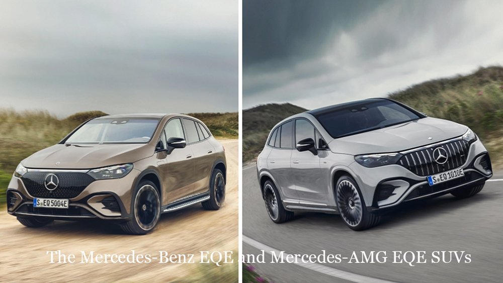 The Mercedes-Benz EQE (left) and Mercedes-AMG EQE SUV's.