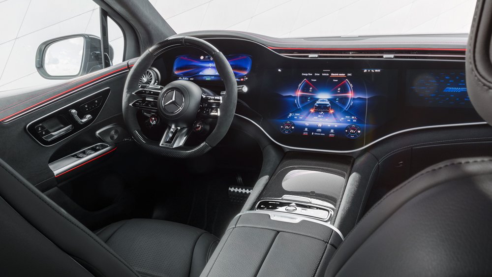 The interior of the Mercedes-AMG EQE SUV.
