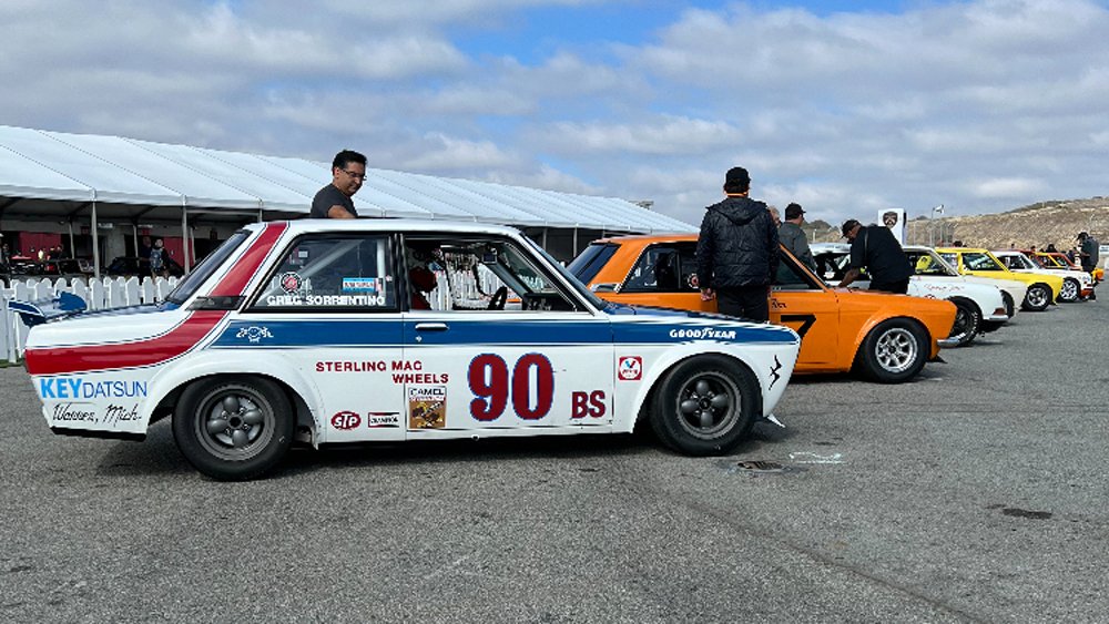 Adam Carolla waits to race his 1969 Datsun 510 at the 2022 Velocity Invitational.