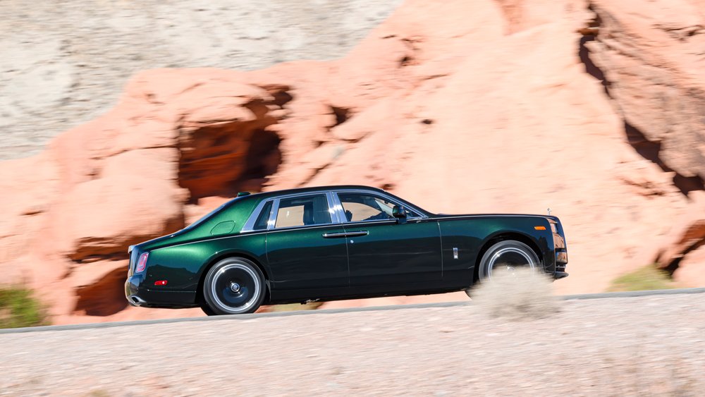 A Rolls-Royce Phantom Series II drives through Valley of Fire State Park in Nevada.