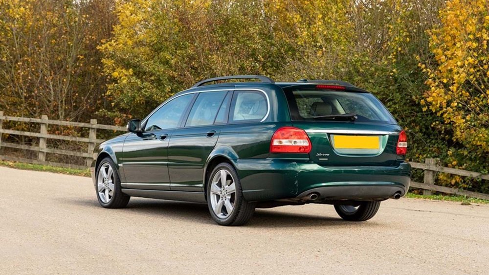 A rear 3/4 view of Queen Elizabeth's 2009 Jaguar X-Type Estate