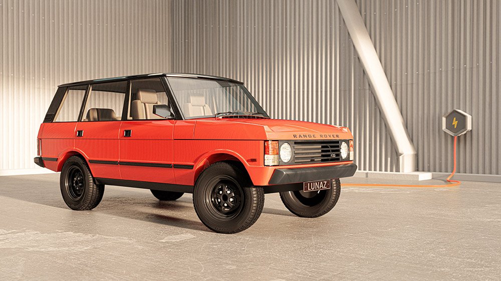 A front 3/4 view of the Lunaz Town Range Rover electromod