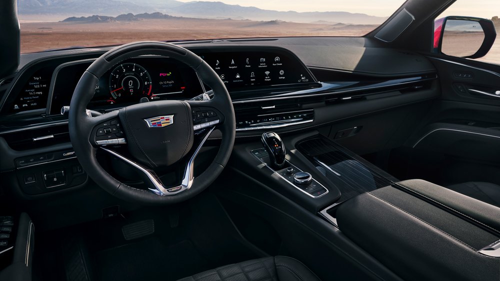 The interior of a 2023 Cadillac Escalade-V.