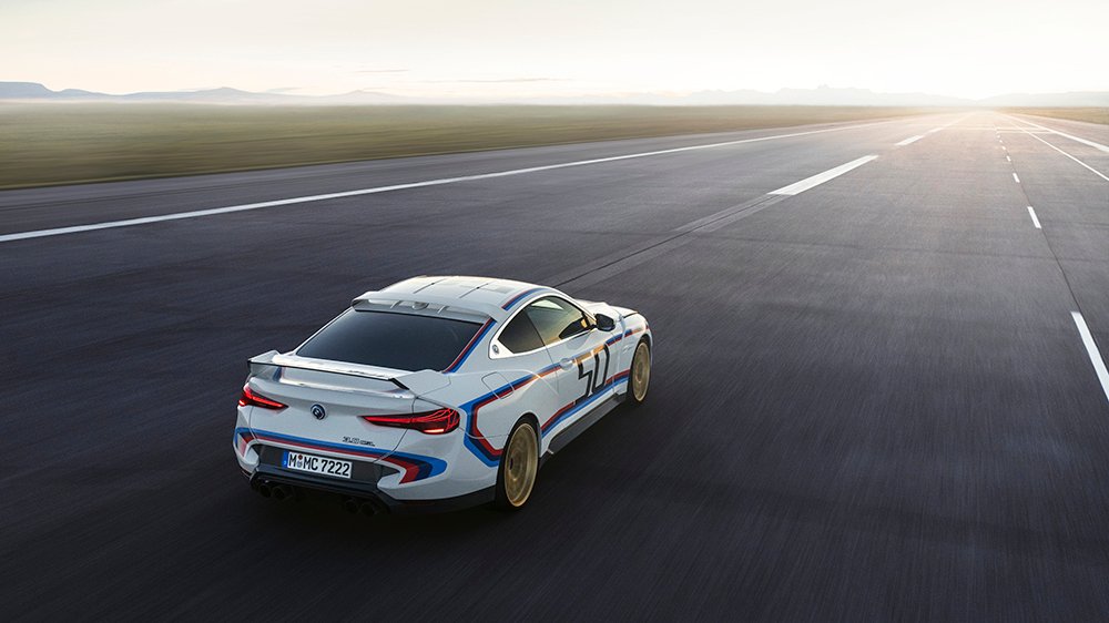A rear 3/4 view of the 2023 BMW 3.0 CSL