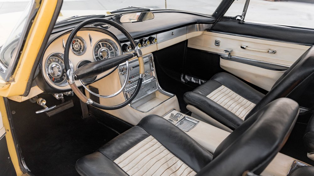 The time-capsule interior of the one-off Chrysler Ghia Super Dart 400.