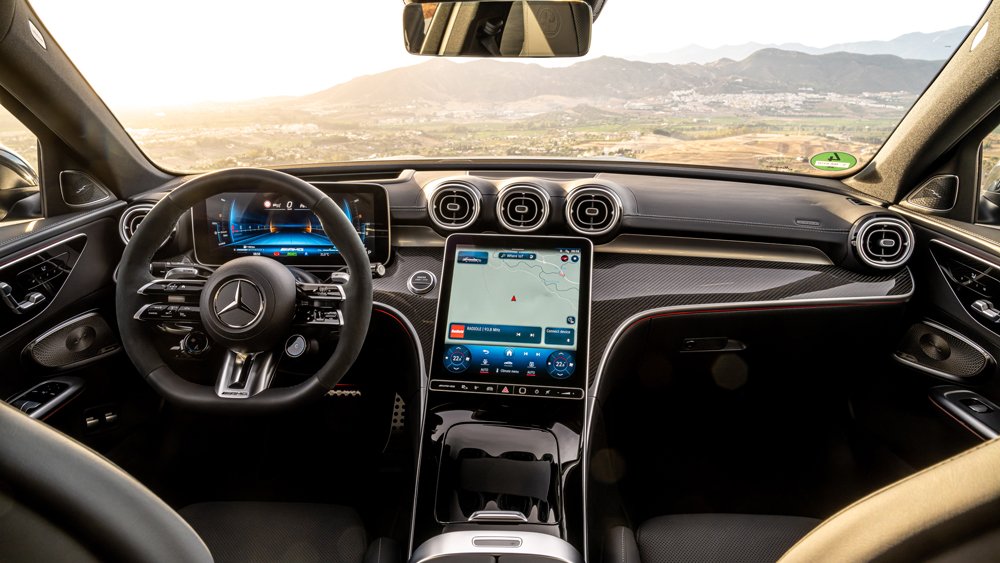 The interior of the 2024 Mercedes-AMG C63 S E Performance.