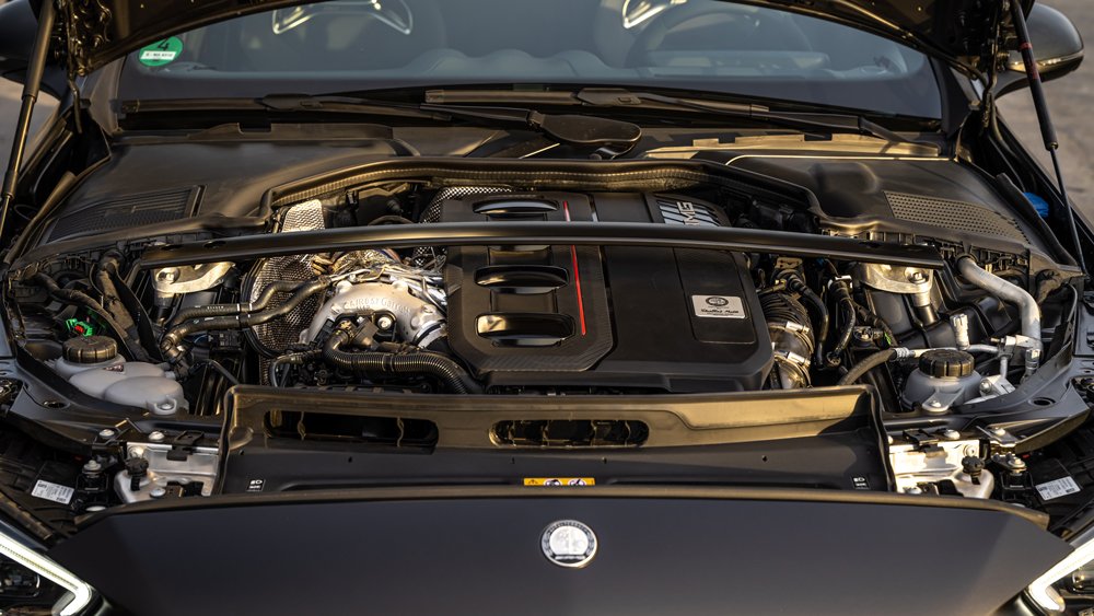 The power-train configuration inside the 2024 Mercedes-AMG C63 S E Performance.