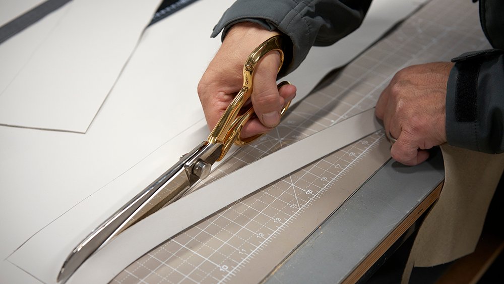 Cutting leather for interiors at Lunaz