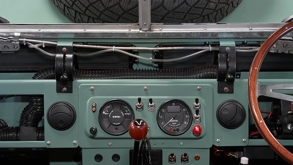 An Everrati Land Rover dashboard
