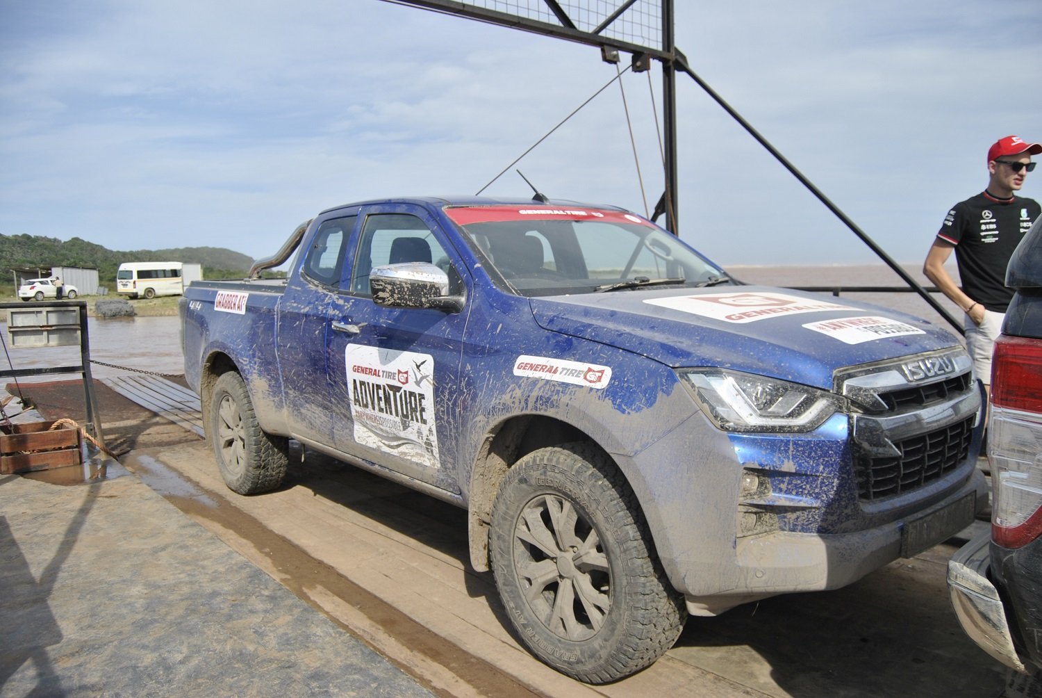 Isuzu D-Max crossing on a pontoon