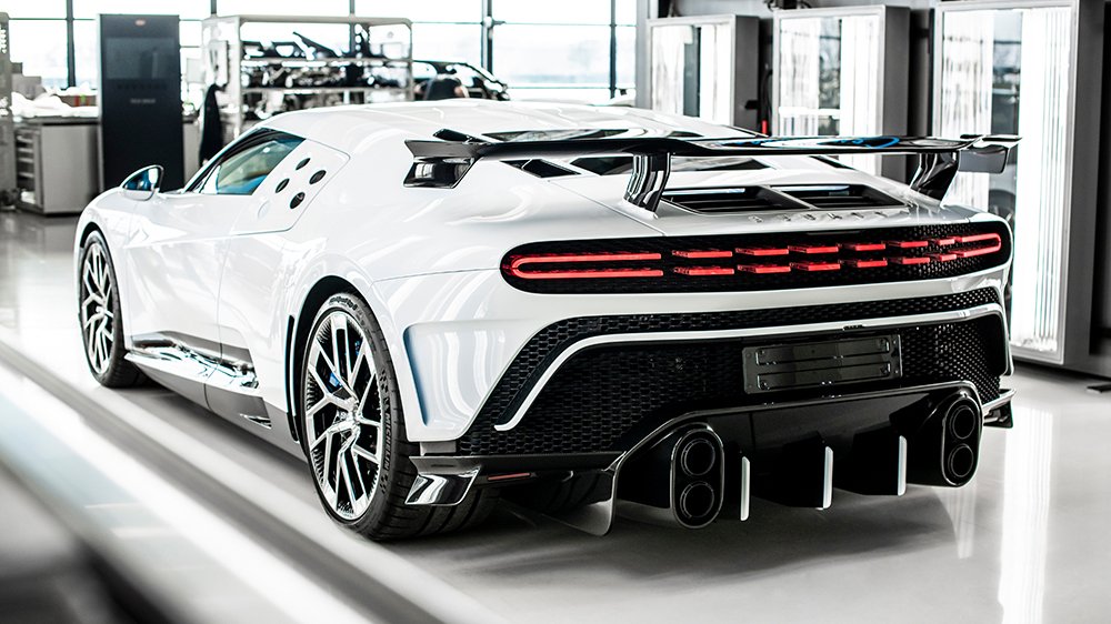 A rear 3/4 view of the final Bugatti Centodieci