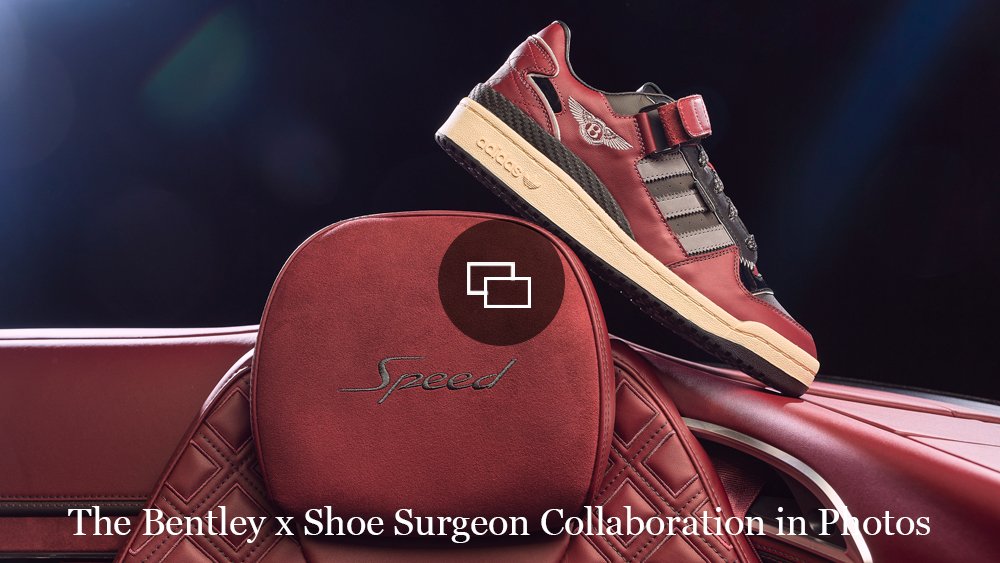 An example of Bentley's custom sneaker collaboration with the Shoe Surgeon.