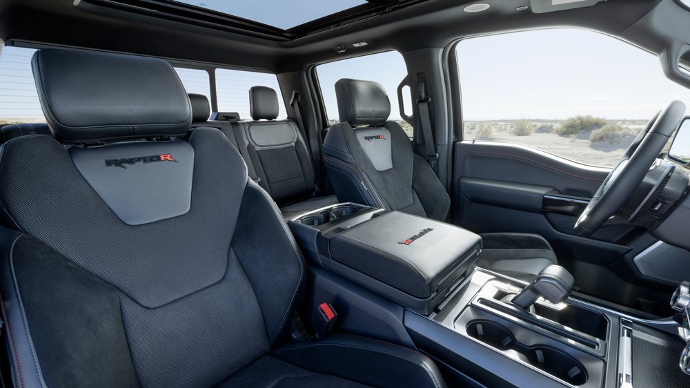 The interior of the 2023 Ford F-150 Raptor R truck.