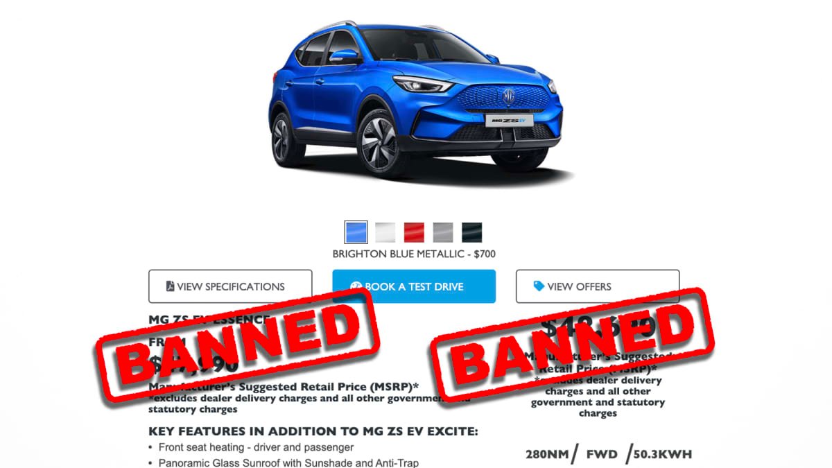 Chinese car maker MG warned after removing drive-away prices