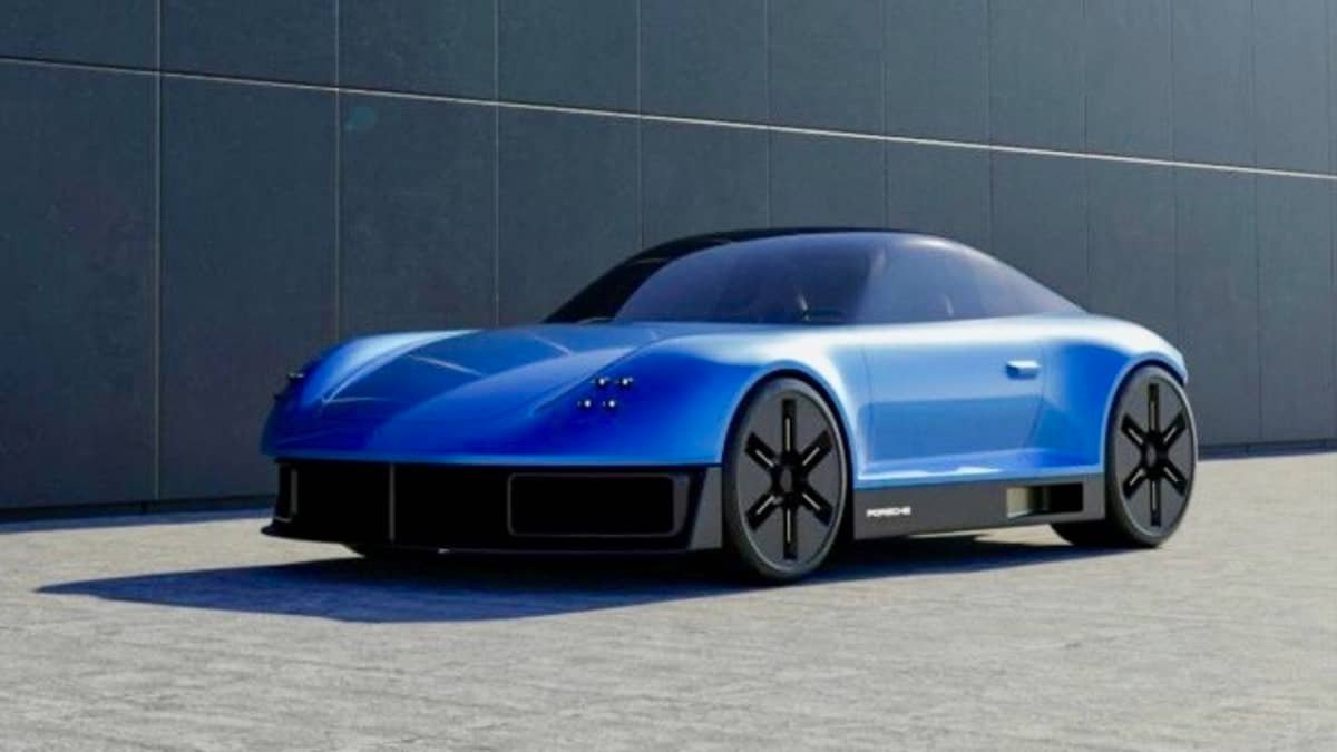 Futuristic electric Porsche 911 imagined with this computer illustration