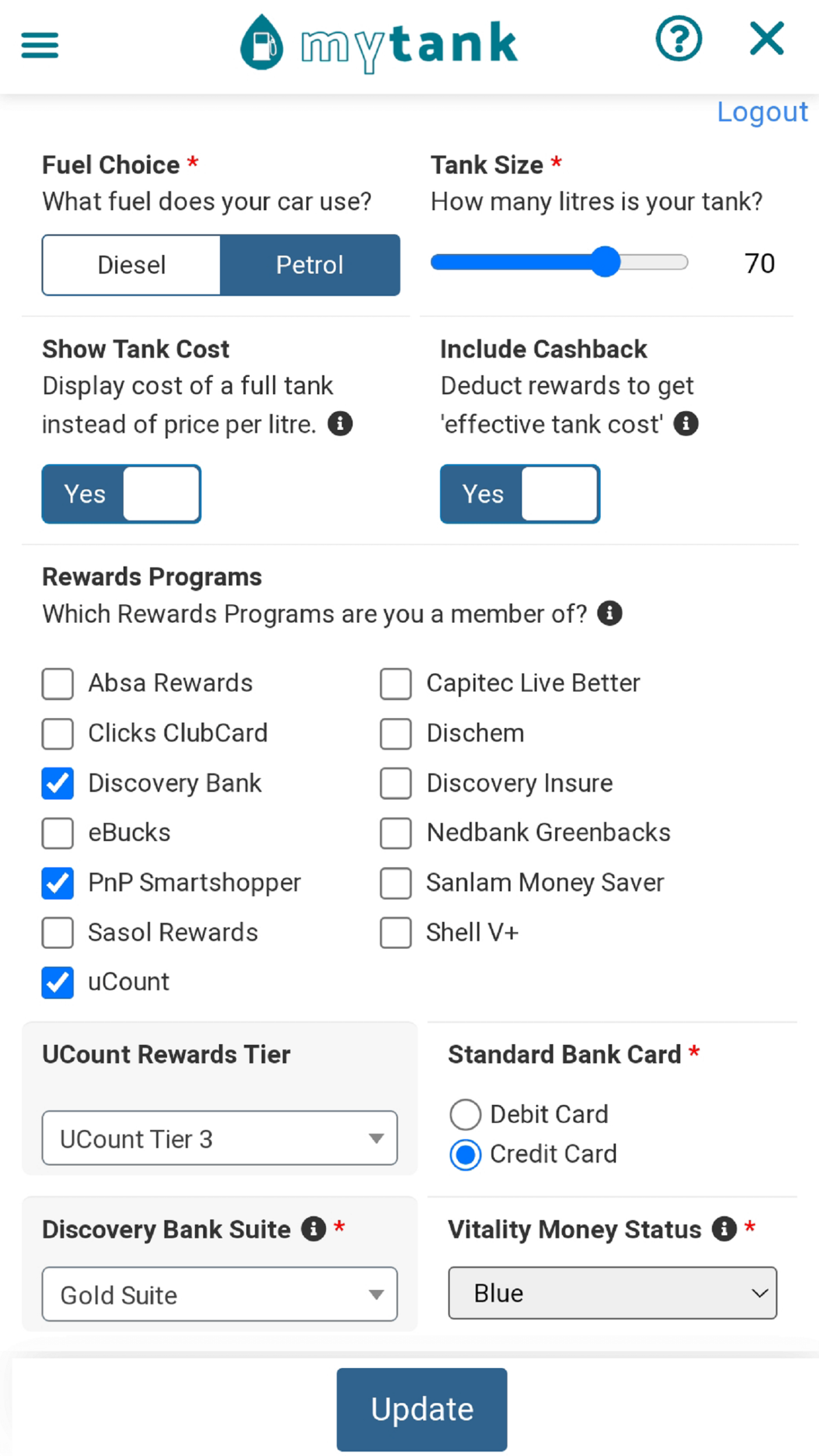 myTank app a clever way to watch your fuel spending