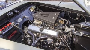 The 2.0-liter OHV alloy V-8 engine inside a 1953 Siata 208S Spider.
