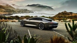 A rear 3/4 view Audi Grandsphere concept