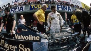 Mario Andretti and Lotus team director Colin Chapman at the 1978 Italian Grand Prix in Monza.