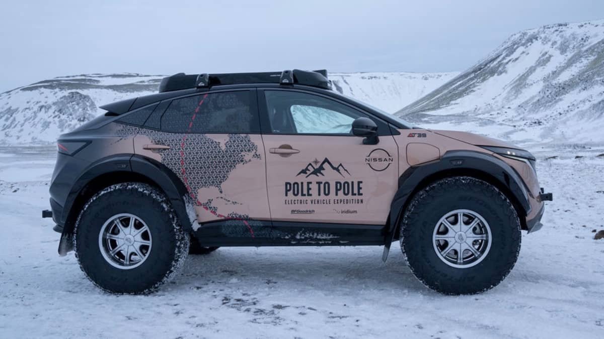 Electric Nissan Ariya ready for North Pole to South Pole adventure