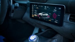 The interior of a Maserati MC20 supercar.
