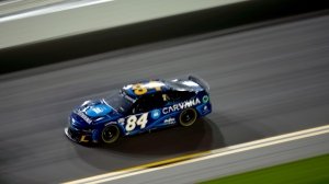 Jimmie Johnson behind the wheel of car No. 84 as part of the Legacy Motor Club team competing in the 2023 NASCAR season.