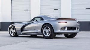A rear 3/4 view of the Dodge Viper-Based Defender prop car