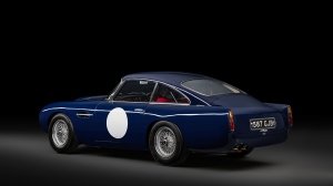 A rear 3/4 view of the 1960 Aston Martin DB4 GT Lightweight