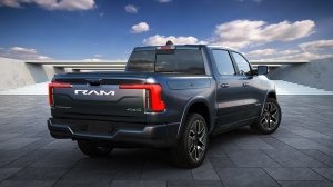 Rear 3/4 view of the 2025 Ram 1500 REV