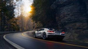The hybrid Chevrolet Corvette E-Ray on the road.
