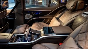 The rear seats of the 2024 Mercedes-Maybach EQS 680 SUV