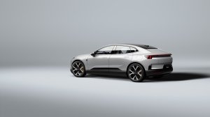 A rear 3/4 view of the Polestar 4 SUV coupé